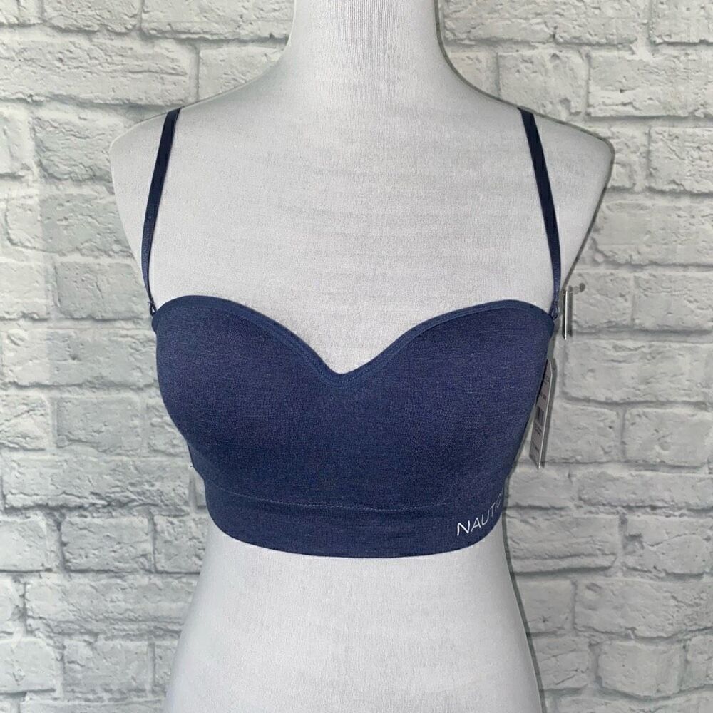 Nautica intimates women 36B new padded adjustable removable strap bra navy blue